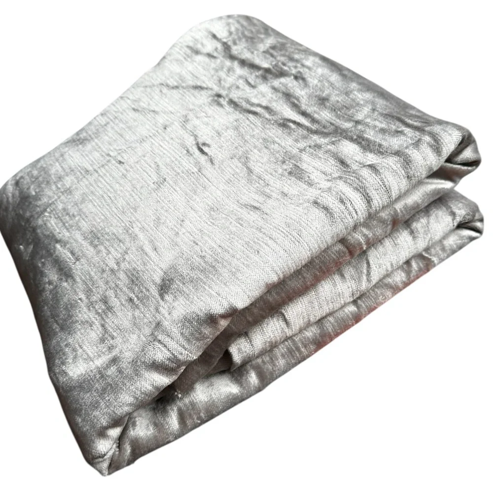 NWOT QUINCE Luster Velvet Curtain Cotton Back Light Filtering Silver 48x96” - Picture 6 of 14